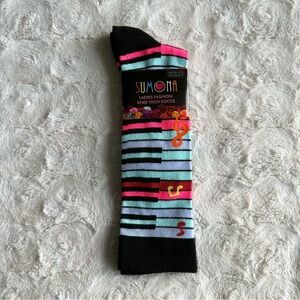 Knee High Socks Womens 4-10 Multicolor Piano Key Music Note Treble Clef Fun NWT
